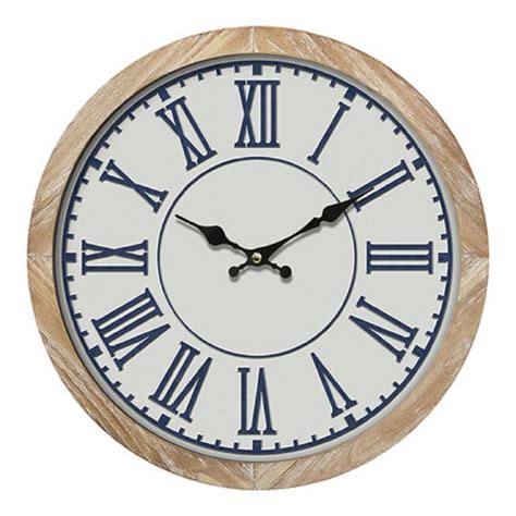 60 Cm Hamptons Blue And White Wall Clock Large By Beautiful Home