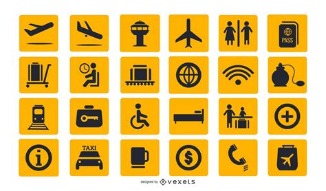 Airport Signs Icon Collection Vector Download