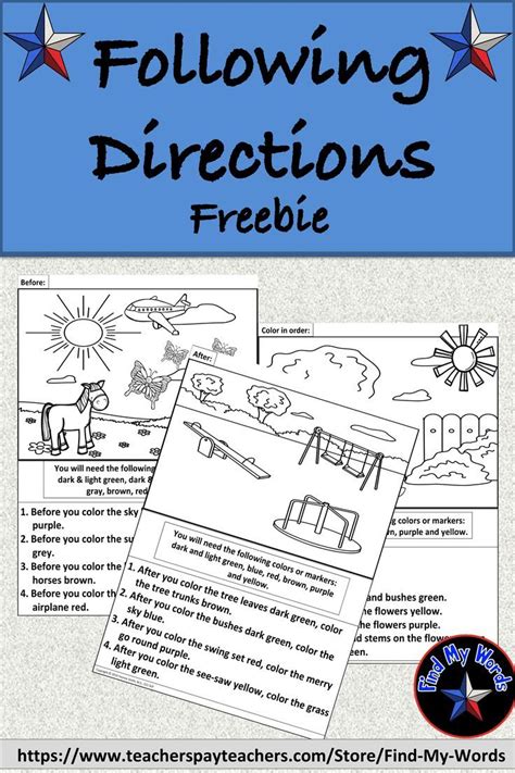 Language exercises, introductory games, math exercises, etc. This no prep, Following Directions-Freebie is great for ...