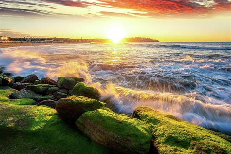Beautiful Morning Sunset And Mossy Rocks Photograph By Anek
