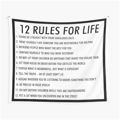 12 Rules For Life Jordan Peterson Version 1 Tapestry For Sale By