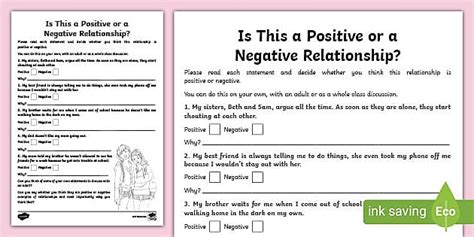 Is This A Positive Or Negative Relationship Worksheet