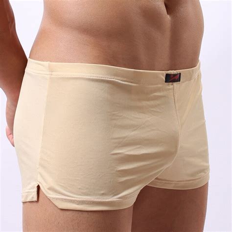 Breathable Ice Silk Boxer Shorts Men Penis Pouch Trunks Sex Underpants