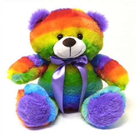 Rainbow Teddy Bear Plush Stuffed Animal Cuddly Soft 12 Inch 1 Unit