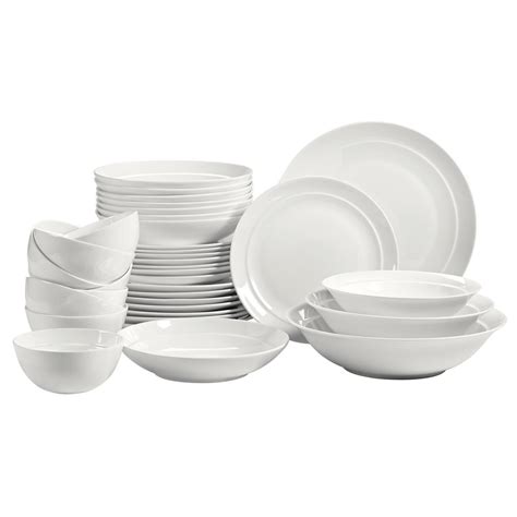 Stone Lain Square 32 Piece Casual White Bone China Dinnerware Set