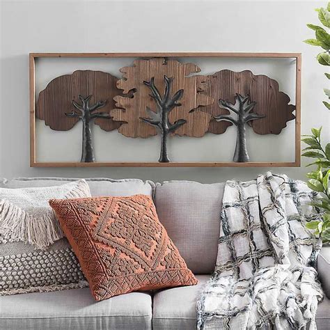 Natural Tree Wood And Metal Framed Wall Art Mocome Decor