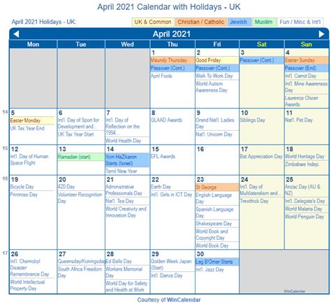 Print Friendly April 2021 Uk Calendar For Printing