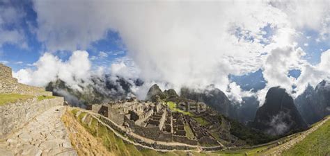 South America Peru Andes Mountains Landscape With Machu Picchu View