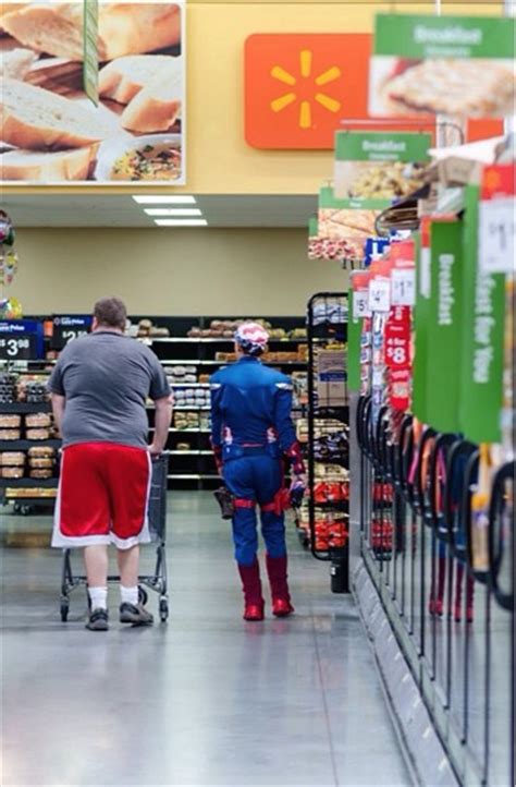 Captain America Shops At Walmart Regular Clothes Or Superhero