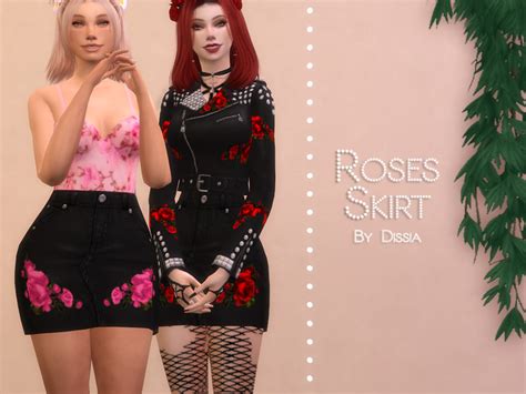 Roses Skirt Found In Tsr Category Sims 4 Female Everyday Jean Skirt