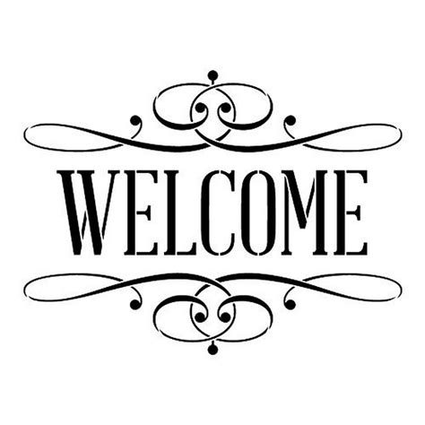 Welcome Stencil By Studior12 Skinny Serif Flourished Word Art