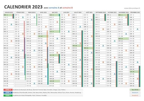 Semaine A Et B 2023 Dates Et Calendrier 2023 Avec Les Semaines A Et B