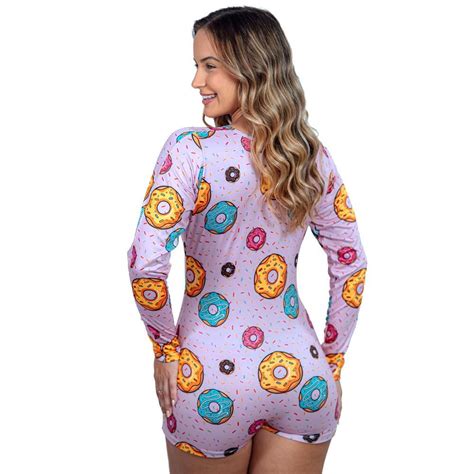 Pijama Macaquinho Donuts Manga Longa Pimenta Sexy