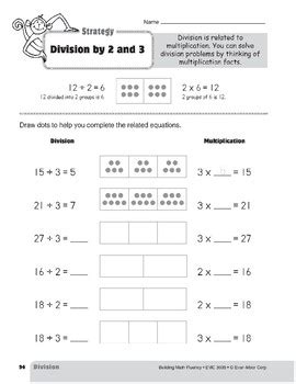 Ccss.math.content.3.oa.a.4 determine the unknown whole number in a multiplication or division equation relating three whole numbers. Division Strategies, Grade 3: Division by 2 & 3 | TpT