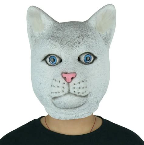 100 Natural Rubber Design Of Full Face Grumpy Halloween Party Cat Mask