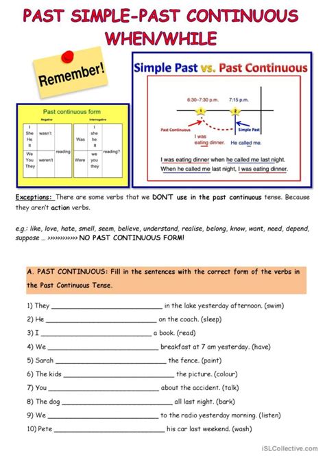 Past Simple And Past Continuous English ESL Worksheets Pdf Doc