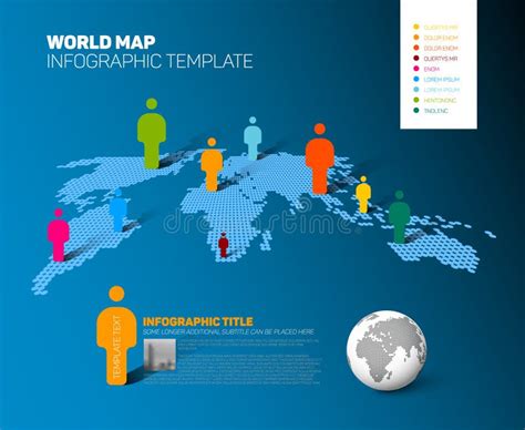 Plantilla Infographic Del Mapa Del Mundo Con Las Figuras Ilustración