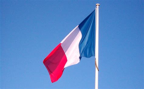 Download Wallpapers French Flag On A Flagpole Flag Of France Blue Sky