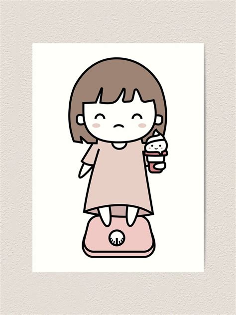 Cute Anime Girl Stickers Cute Anime Girl With Ice Cream And Weighing