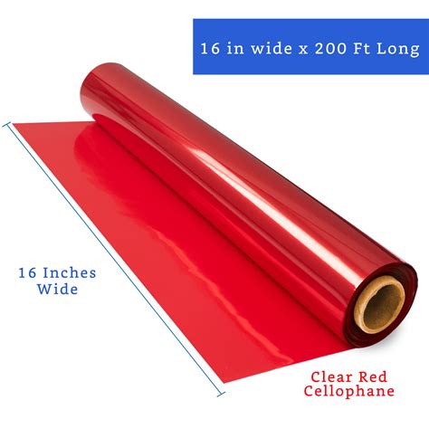 200 Ft Red Cellophane Wrap Roll 16 In X 200 Ft Colored Etsy