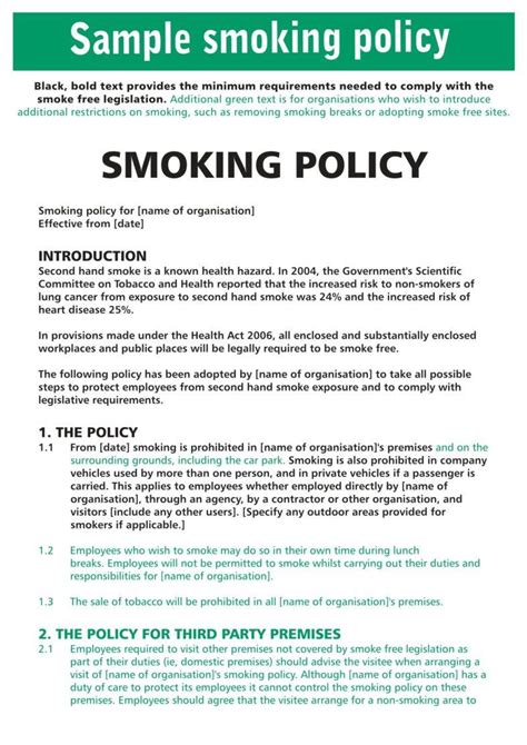 smoking policy templates    premium
