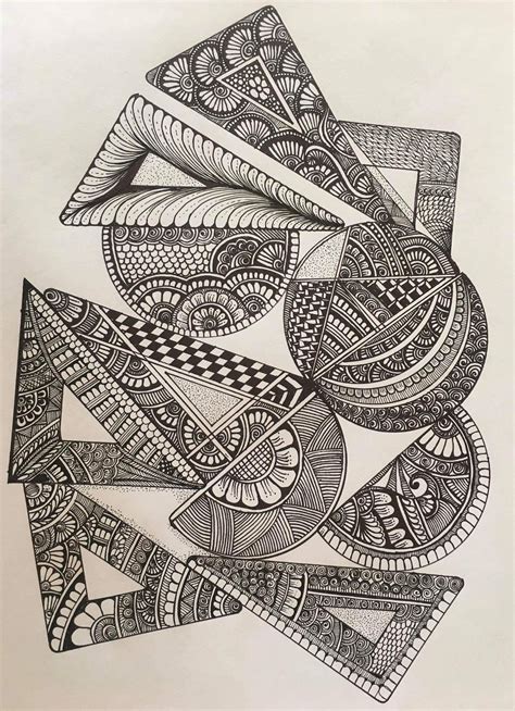 Geometric Zentangles On Art Paper Etsy