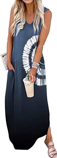 Chuntianran Gradient Sleeveless Maxi Dress For Women Summer Casual Tie Dye Tank Dresses Loose