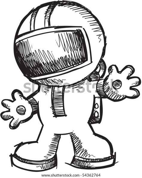 Sketch Doodle Astronaut Walking Vector Illustration Stock Vector