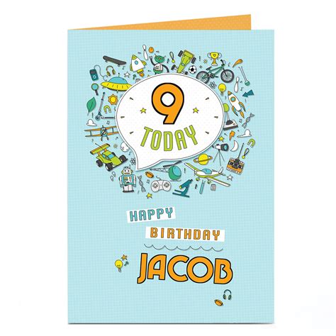 Buy Personalised Editable Age Birthday Card Robots And Rockets For Gbp