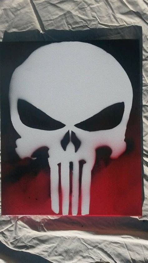 The Punisher Spray Paint Art On 16x20 Canvas By Wickedsprayart