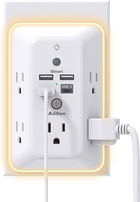 Limited Time Deal Surge Protector Outlet Extender With Night Light