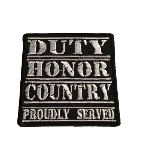 Duty Honor Country Proudly Served Veterans Military Embroidered Iron