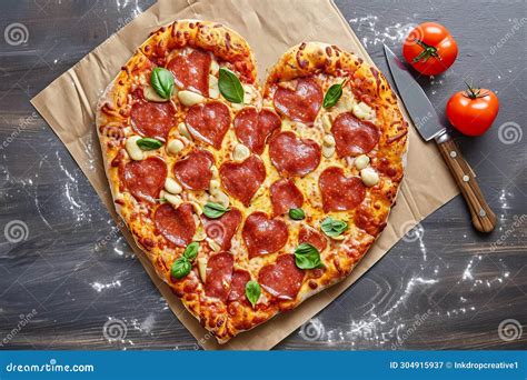 Valentine S Day Heart Shaped Pizza Romantic Meal Stock Image Image