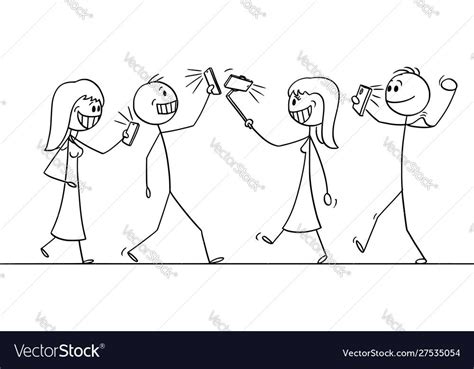 Vector Cartoon Stick Figure Drawing Conceptual Illustration Of Crowd Or