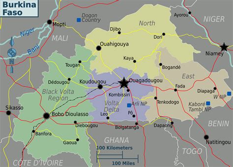 Large Regions Map Of Burkina Faso Burkina Faso Africa Mapsland