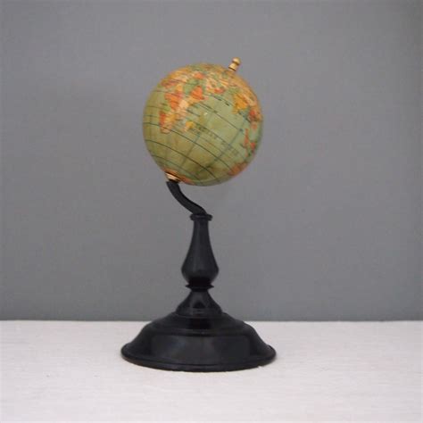 Small Vintage Desk Globe On Turned Stand C1950s
