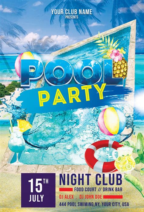 Summer Pool Party Free Psd Flyer Template In 2020 Free Psd Flyer Templates