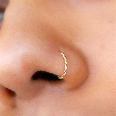 9ct Gold Nose Ring Twisted Nose Ring Seamless Nose Hoop Etsy