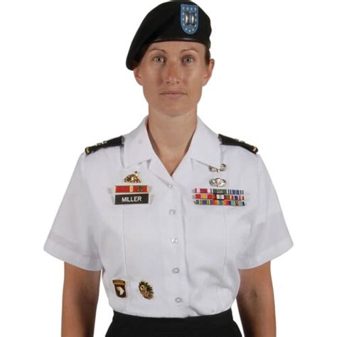 Womens Army Service Short Sleeve Uniform Asu Dress Bright White Shirt