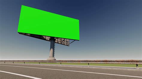 3d Rendering Fooatge Of Billboard Beside Highway Green Screen