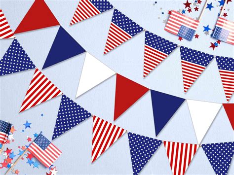 Patriotic Banner Printable Patriotic Bunting Red White And Etsy