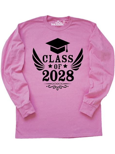 Inktastic Class Of 2028 With Graduation Cap And Wings Long Sleeve T Shirt
