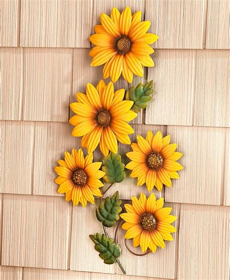 Metal Flower Wall Hangings Sunflower Metal Sun Wall Art Outdoor Metal
