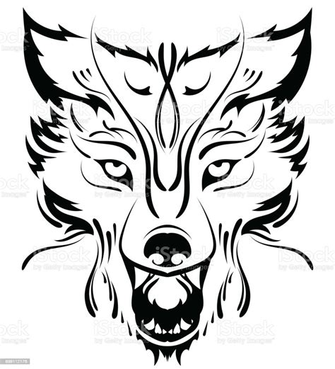 Beautiful Wolf Tattoovector Wolfs Head As A Design Element On Isolated