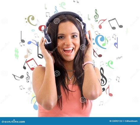 Woman With Headphones Listening Music Stock Photo Image Of Beautiful