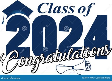 Class Of 2024 Congratulations Blue And Black Stock Vector