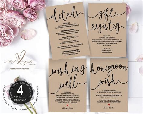 Earn gifts through dillard's wedding registry incentive program. Wedding Insert cards PDF template (Instant download), gift ...