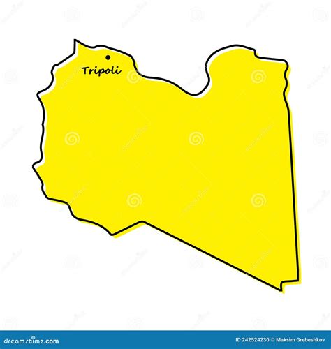 Simple Outline Map Of Libya With Capital Location Stock Vector
