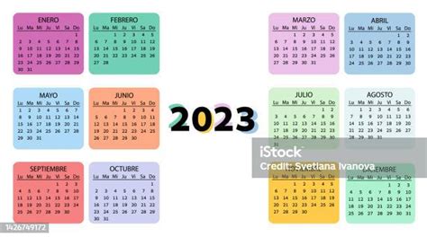 Ilustración De Calendario De Bolsillo En El Año 2023 Español Color