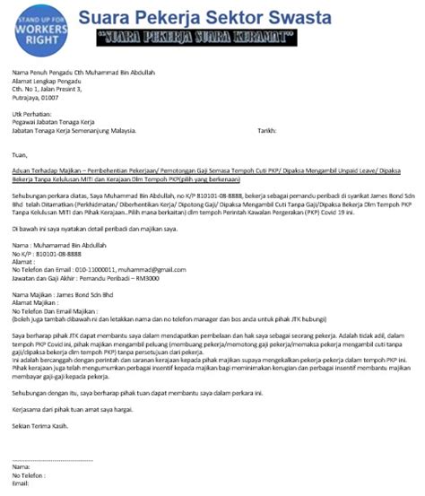 Contoh Surat Pemberhentian Kerja Oleh Majikan Pdf Terbaru Letter Website